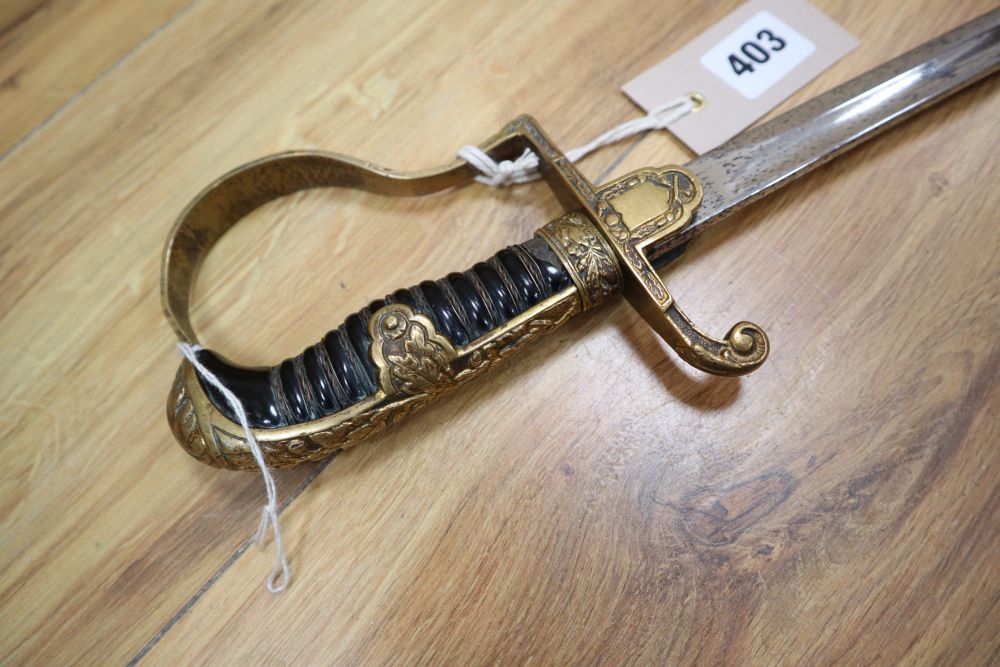 A German officers dress sword, length 101cm